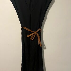 Zara Black Maxi Dress with Brown Belt